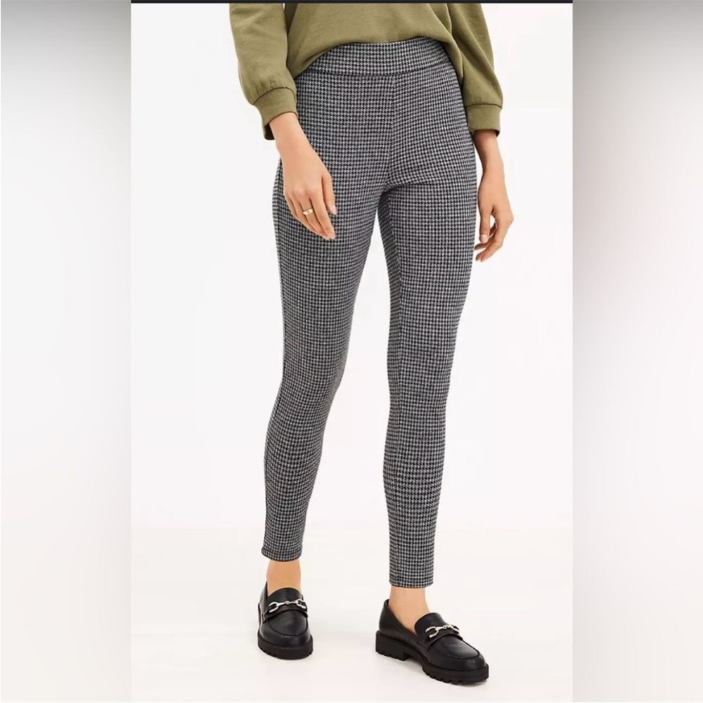 LOFT Black and White Houndstooth Leggings